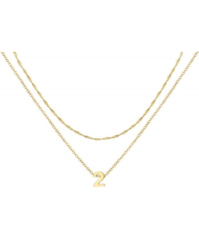 Cute Number Pendant Necklace for Women, 14K Gold Plated Dainty Layered Stainless Steel Chain Y Necklaces Sports Jewelry Birth...