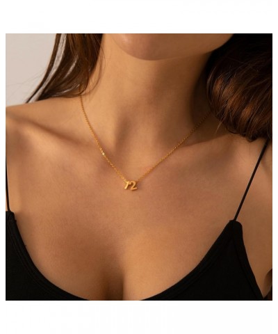 Cute Number Pendant Necklace for Women, 14K Gold Plated Dainty Layered Stainless Steel Chain Y Necklaces Sports Jewelry Birth...