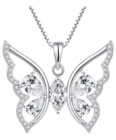 Butterfly Necklace for Women 925 Sterling Silver Birthstone Butterfly Pendant Jewelry Gifts 04-diamond-Apr $31.20 Necklaces