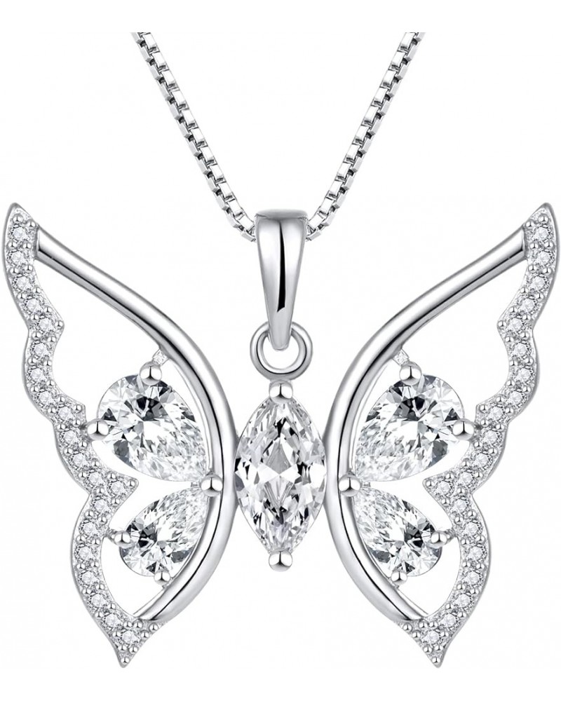 Butterfly Necklace for Women 925 Sterling Silver Birthstone Butterfly Pendant Jewelry Gifts 04-diamond-Apr $31.20 Necklaces