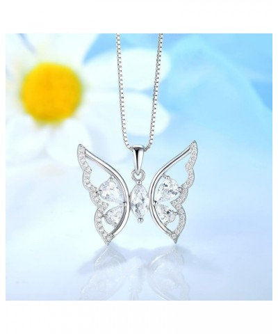 Butterfly Necklace for Women 925 Sterling Silver Birthstone Butterfly Pendant Jewelry Gifts 04-diamond-Apr $31.20 Necklaces