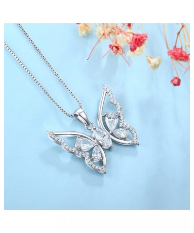 Butterfly Necklace for Women 925 Sterling Silver Birthstone Butterfly Pendant Jewelry Gifts 04-diamond-Apr $31.20 Necklaces