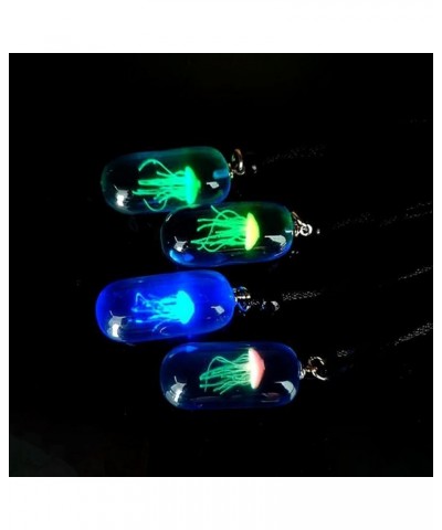 Jellyfish Glow in Dark Necklace Luminous Jellyfish Pendant Necklace Jellyfish in Dark Blue Glass Necklace Blue Ocean Sea Life...