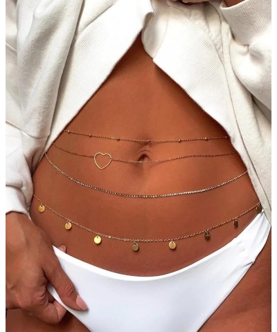 12Pcs Beach Bikini Belly Chain for Women Boho Gold Waist Chain for Women Simple Boho Waist Beads Body Chain Summer Body Acces...