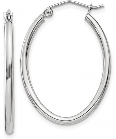 14K White Gold 2mm Oval Tube Hoop Earrings 14K White Gold - 30mm - 1.18 inch $72.74 Earrings