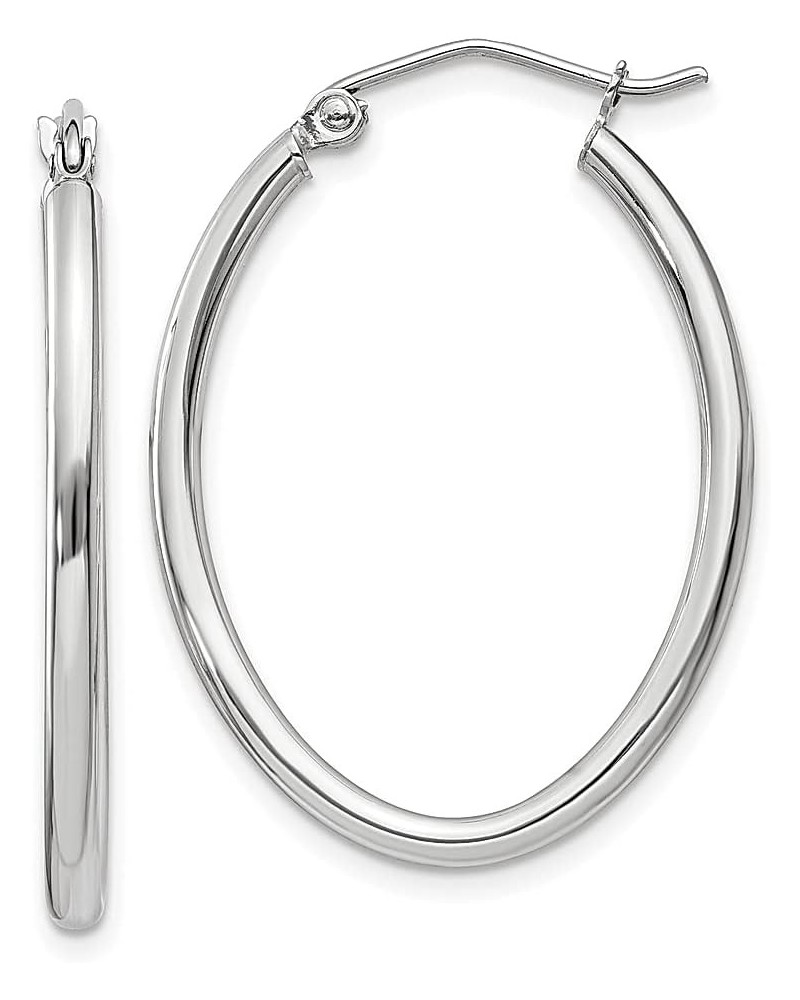 14K White Gold 2mm Oval Tube Hoop Earrings 14K White Gold - 30mm - 1.18 inch $72.74 Earrings