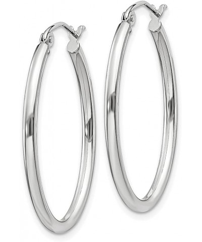 14K White Gold 2mm Oval Tube Hoop Earrings 14K White Gold - 30mm - 1.18 inch $72.74 Earrings