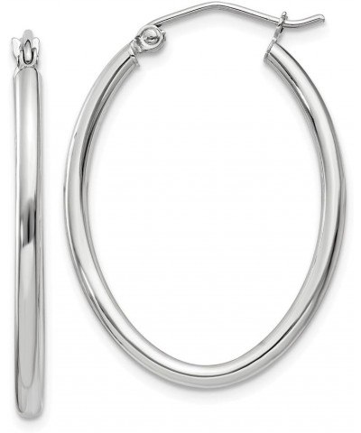 14K White Gold 2mm Oval Tube Hoop Earrings 14K White Gold - 30mm - 1.18 inch $72.74 Earrings