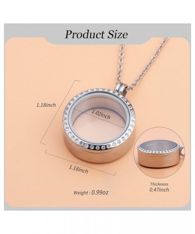 2PCS 30MM Floating Charm Memory Glass Locket Necklace, 316L Stainless Steel Necklace that Holds 6-8 Pearls or Pictures Photos...