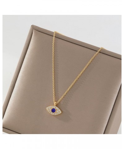 Gold Evil Eye Necklace,14K Gold Plated Dainty Solitaire Minimalist Diamond Evil Eye Simple Necklace For Women Girls Gold Jewe...