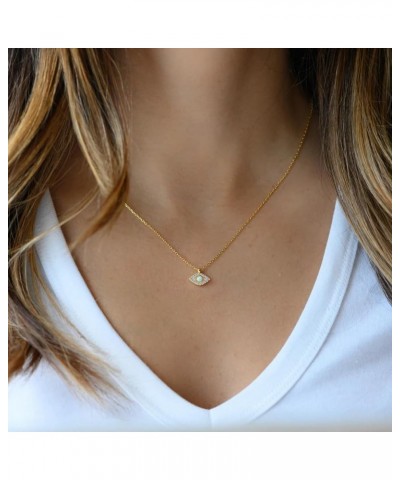 Gold Evil Eye Necklace,14K Gold Plated Dainty Solitaire Minimalist Diamond Evil Eye Simple Necklace For Women Girls Gold Jewe...