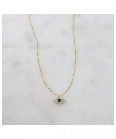 Gold Evil Eye Necklace,14K Gold Plated Dainty Solitaire Minimalist Diamond Evil Eye Simple Necklace For Women Girls Gold Jewe...