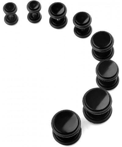 8pcs Acrylic Barbell Stud Earring with O-ring Fake Illusion Plug Gauge Kit 6G-00G Look Black $7.97 Earrings