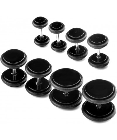 8pcs Acrylic Barbell Stud Earring with O-ring Fake Illusion Plug Gauge Kit 6G-00G Look Black $7.97 Earrings