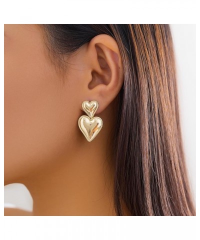 Heart Earrings for Women Heart Hoop Earrings Gold Hoop Earrings for Girls Valentine's Day Earrings Cute Double Heart Earrings...