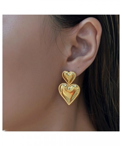 Heart Earrings for Women Heart Hoop Earrings Gold Hoop Earrings for Girls Valentine's Day Earrings Cute Double Heart Earrings...