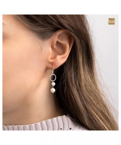 Women 925 Sterling Silver Freshwater Pearl Earrings 2 Pearls Drop Earrings - Silver $11.61 Earrings