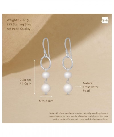 Women 925 Sterling Silver Freshwater Pearl Earrings 2 Pearls Drop Earrings - Silver $11.61 Earrings