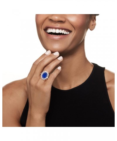 5.30 Carat Simulated Sapphire and 1.80 ct. t.w. CZ Ring in Sterling Silver. Size 6 $51.84 Rings