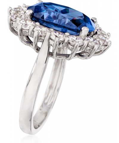 5.30 Carat Simulated Sapphire and 1.80 ct. t.w. CZ Ring in Sterling Silver. Size 6 $51.84 Rings