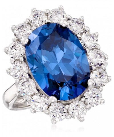 5.30 Carat Simulated Sapphire and 1.80 ct. t.w. CZ Ring in Sterling Silver. Size 6 $51.84 Rings