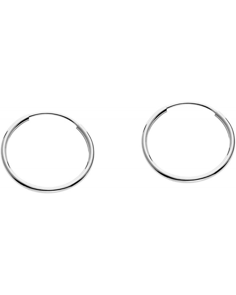 14k White Gold Endless Hoop Earrings Round Flexible Thin Small little Continuous Real Pure Gold Hoops 14mm (0.55 inch) $18.54...