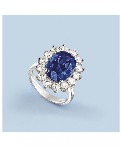 5.30 Carat Simulated Sapphire and 1.80 ct. t.w. CZ Ring in Sterling Silver. Size 6 $51.84 Rings