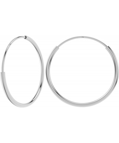 14k White Gold Endless Hoop Earrings Round Flexible Thin Small little Continuous Real Pure Gold Hoops 14mm (0.55 inch) $18.54...