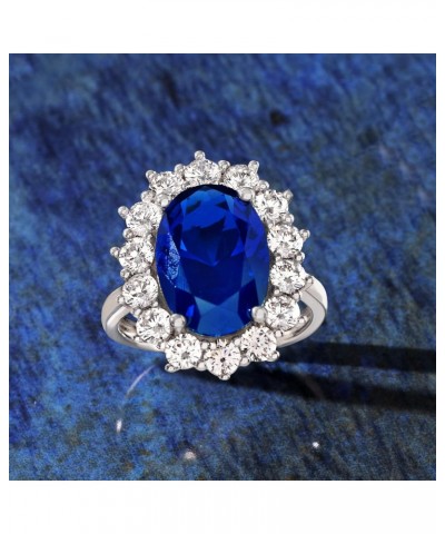 5.30 Carat Simulated Sapphire and 1.80 ct. t.w. CZ Ring in Sterling Silver. Size 6 $51.84 Rings