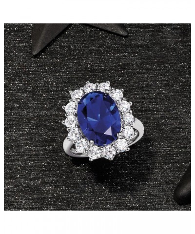 5.30 Carat Simulated Sapphire and 1.80 ct. t.w. CZ Ring in Sterling Silver. Size 6 $51.84 Rings