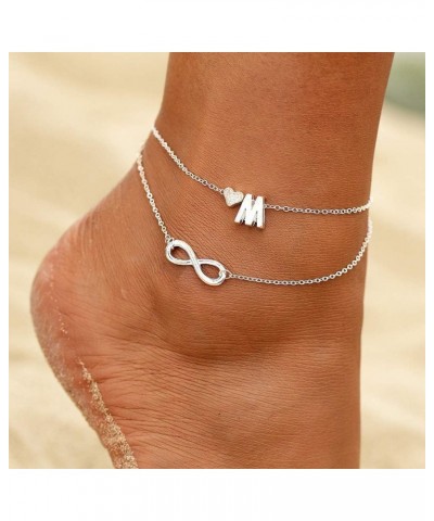 Infinity Heart Letter Anklets For Women Silver Chain Ankle Initial Bracelet Jewelry Gift Ladies Bracelets o $6.04 Anklets