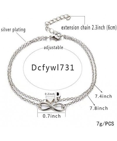 Infinity Heart Letter Anklets For Women Silver Chain Ankle Initial Bracelet Jewelry Gift Ladies Bracelets o $6.04 Anklets