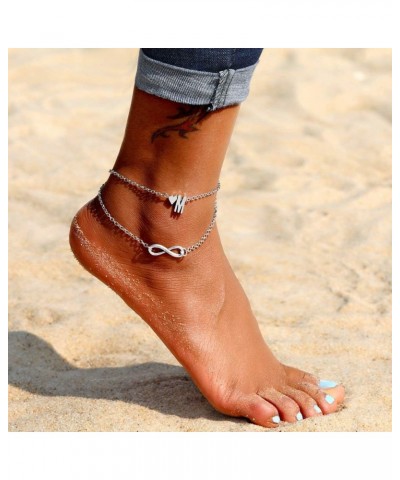 Infinity Heart Letter Anklets For Women Silver Chain Ankle Initial Bracelet Jewelry Gift Ladies Bracelets o $6.04 Anklets