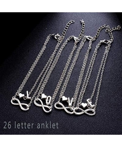 Infinity Heart Letter Anklets For Women Silver Chain Ankle Initial Bracelet Jewelry Gift Ladies Bracelets o $6.04 Anklets