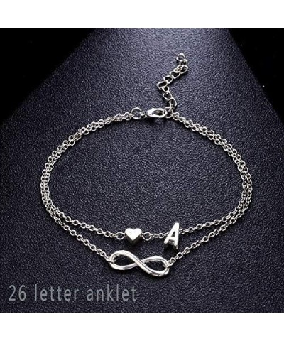 Infinity Heart Letter Anklets For Women Silver Chain Ankle Initial Bracelet Jewelry Gift Ladies Bracelets o $6.04 Anklets