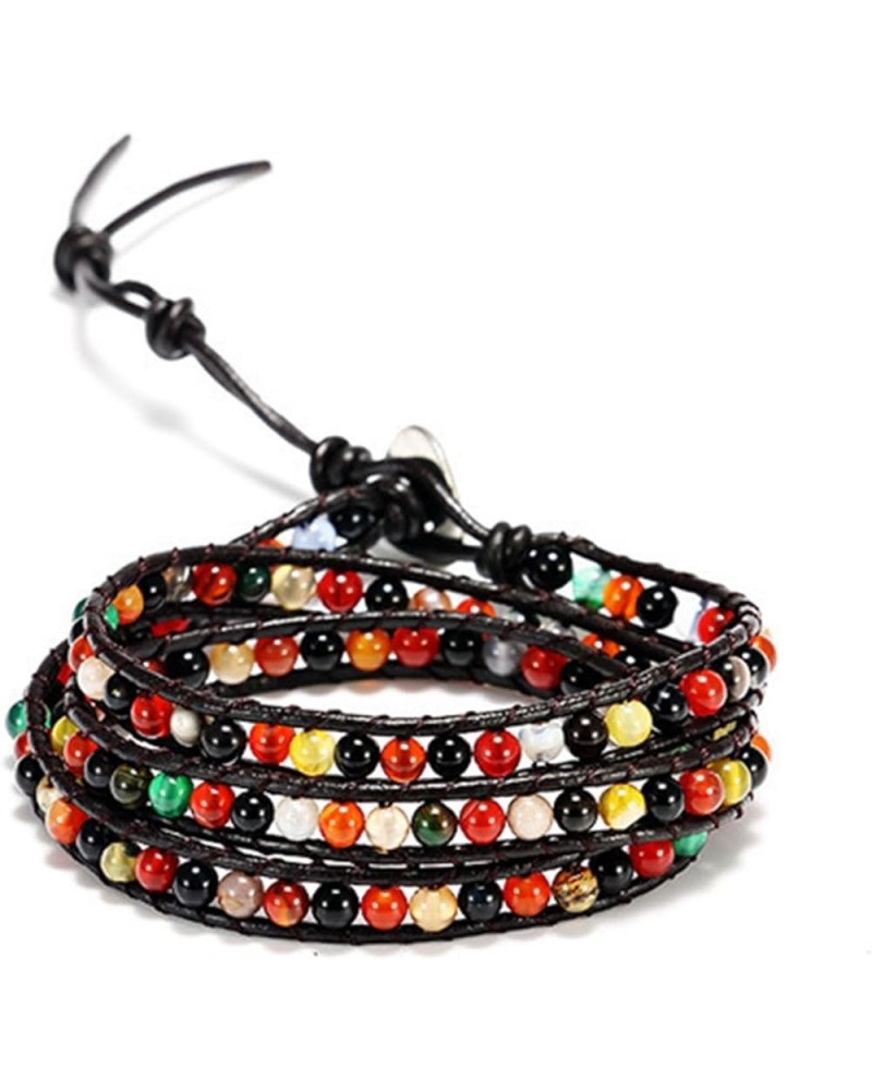 Natural Stone Wrap Bracelet for Women Indian Agate $14.74 Bracelets