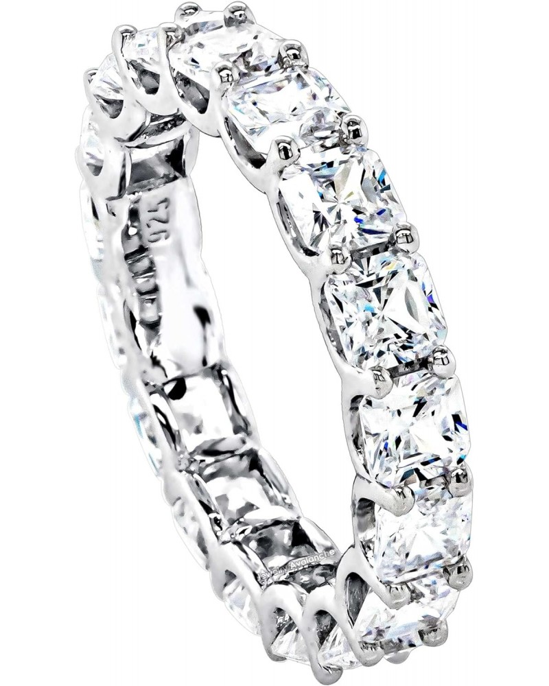 Asscher Cut CZ Ladies Eternity Band .925 Sterling Silver Polished & Rhodium Plated 3.75mm $30.09 Rings