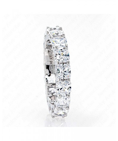 Asscher Cut CZ Ladies Eternity Band .925 Sterling Silver Polished & Rhodium Plated 3.75mm $30.09 Rings