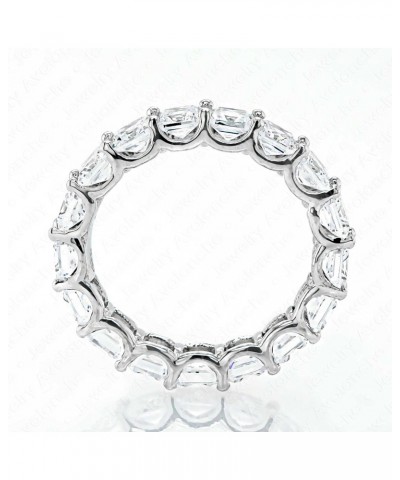 Asscher Cut CZ Ladies Eternity Band .925 Sterling Silver Polished & Rhodium Plated 3.75mm $30.09 Rings