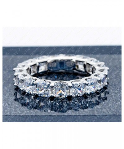 Asscher Cut CZ Ladies Eternity Band .925 Sterling Silver Polished & Rhodium Plated 3.75mm $30.09 Rings