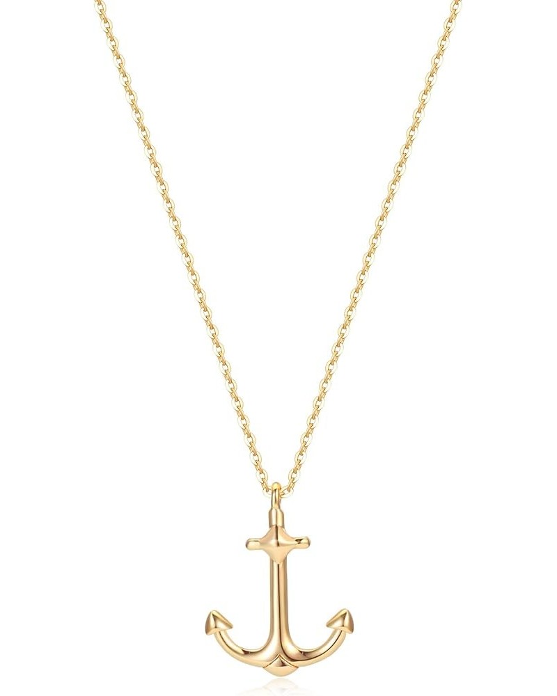 Gold Dainty Opal Necklace 18K Gold Plated Anchor Pendant Necklace Minimalist Handmade Bar Chain Necklace Gift for Her Anchor ...