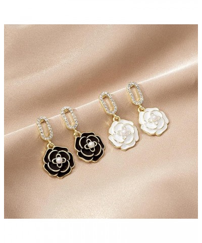 Camellia Flower Pearl Earrings for Women Girls Fashion Flower Drop Earrings Hypoallergenic Pearl Earrings Cute and Exquisite ...