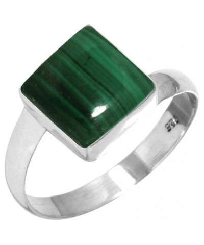 925 Sterling Silver Handmade Ring for Women 10x10 Square Gemstone Fashion Jewelry for Gift (99148_R) Malachite $15.40 Rings