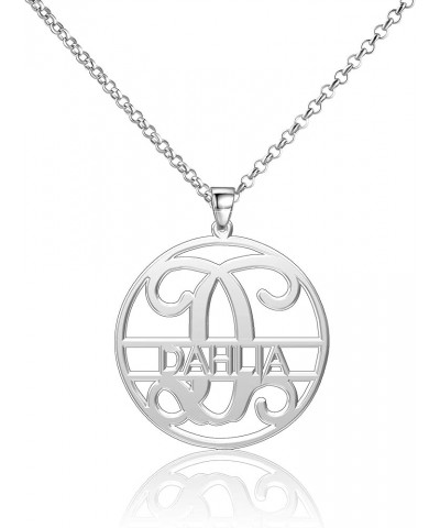 Dahlia Necklace Personalized Monogrammed Circle Pendant Customized Nameplate Dahlia (Rose Gold) 20"-24" Chain $14.27 Necklaces