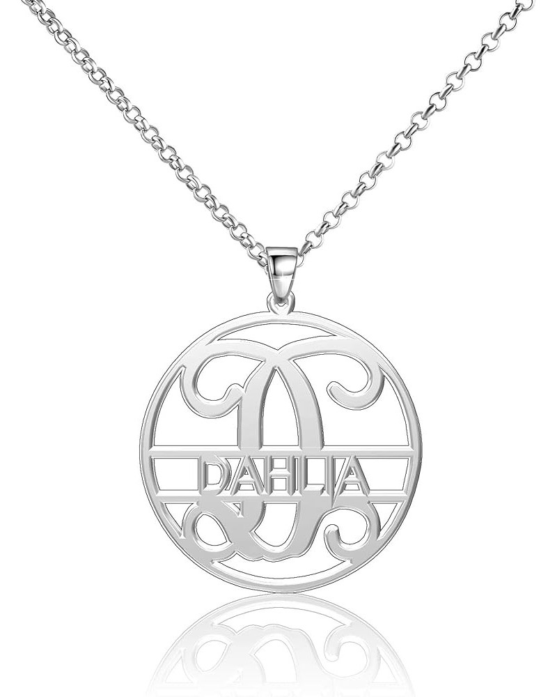 Dahlia Necklace Personalized Monogrammed Circle Pendant Customized Nameplate Dahlia (Rose Gold) 20"-24" Chain $14.27 Necklaces