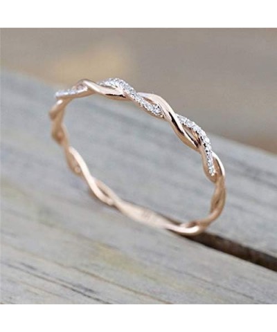 Metemjiao 14K Rose Gold Stack Twisted Ring Twist Ring Stackable Diamond Rings Wedding Party Women Fashion Jewelry for Women (...