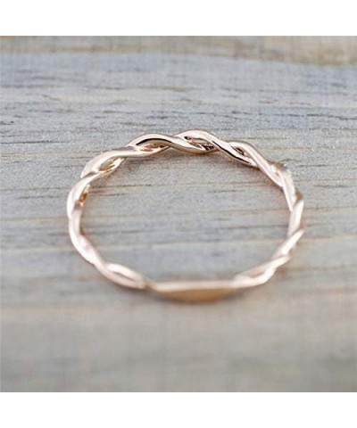 Metemjiao 14K Rose Gold Stack Twisted Ring Twist Ring Stackable Diamond Rings Wedding Party Women Fashion Jewelry for Women (...