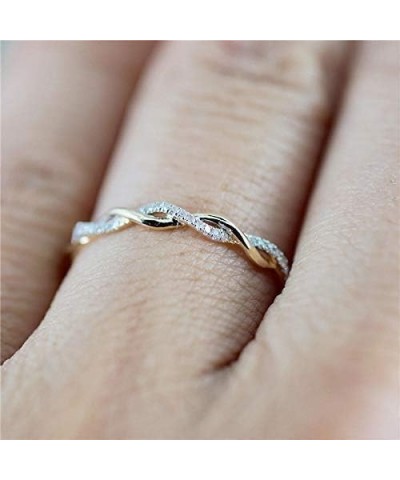 Metemjiao 14K Rose Gold Stack Twisted Ring Twist Ring Stackable Diamond Rings Wedding Party Women Fashion Jewelry for Women (...