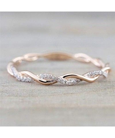 Metemjiao 14K Rose Gold Stack Twisted Ring Twist Ring Stackable Diamond Rings Wedding Party Women Fashion Jewelry for Women (...