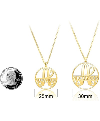 Dahlia Necklace Personalized Monogrammed Circle Pendant Customized Nameplate Dahlia (Rose Gold) 20"-24" Chain $14.27 Necklaces